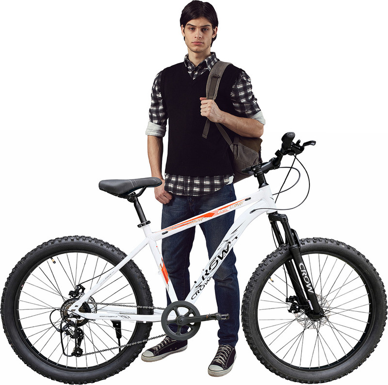 Crow ATOM PRO 21 SPEED|geared|SEMI FAT BIKE|FRONT SUSPENSION|DUAL DISC 26 T (inch) Mountain Cycle(21 Gear, White, Only Front Suspension)