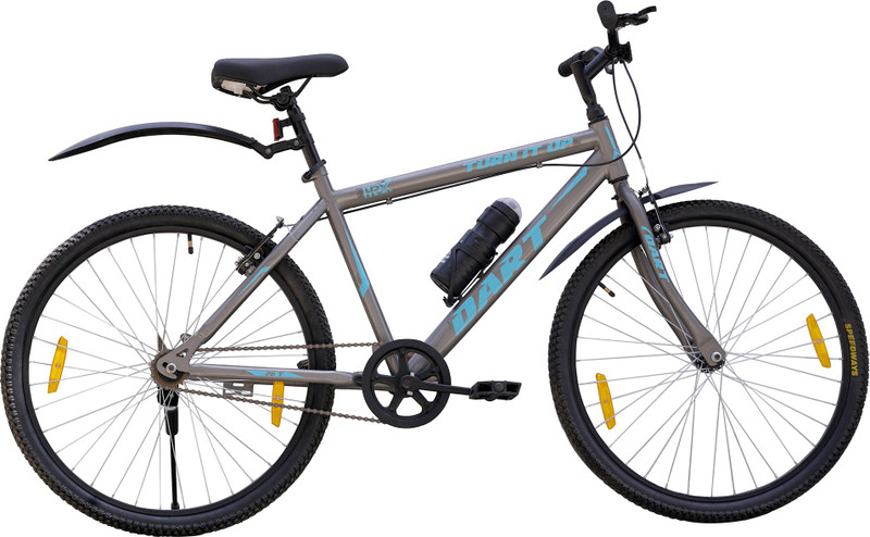 HRX Dart with Bottle Holder and Mudguard 85% Assembled 26 T (inch) Road Cycle(Single Speed, Blue, Grey, Rigid)