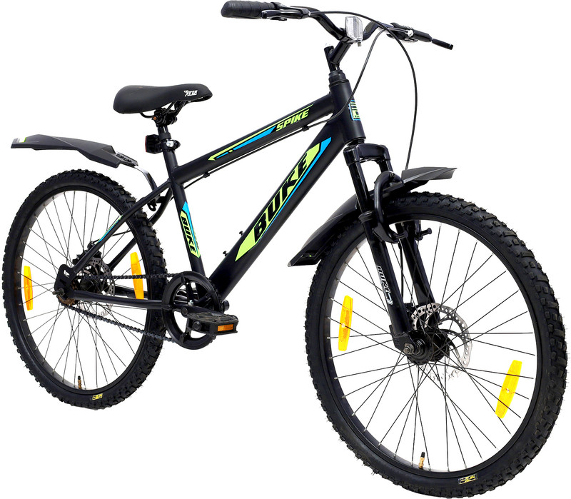 Buke SPIKE 24T MTB Cycle for Boys With Dual Disk Brakes 85% Pre Fitted Stylish Design 24 T (inch) Mountain Cycle(Single Speed, Black, Rigid)