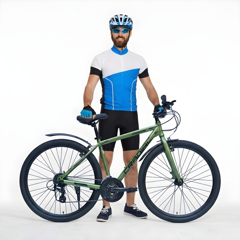 CRADIAC SHADOWFAX 8 SPEED CASSETTE|FRONT RIGID FORK| V BRAKE|SHIMANO GEARS 700C T (inch) Hybrid Cycle/City Bike(8 Gear, Green, Rigid)