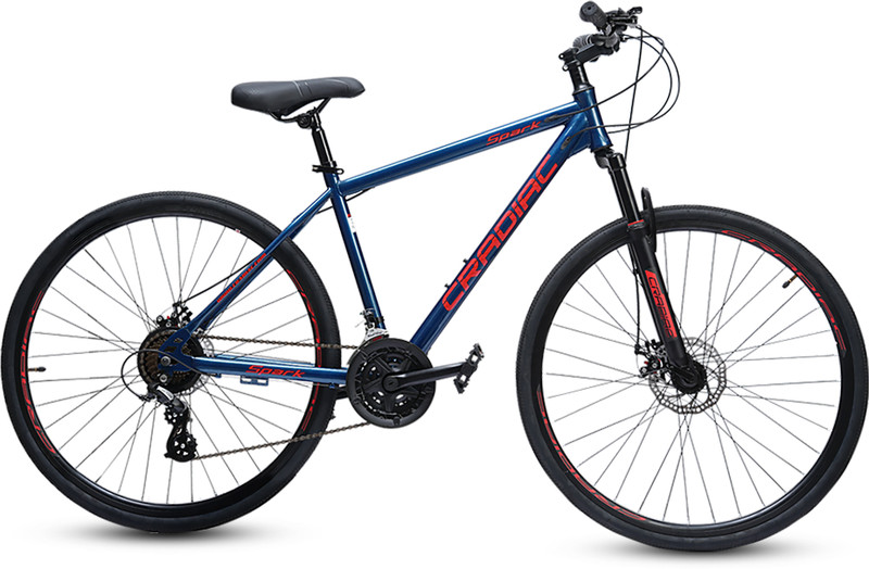 CRADIAC SPARK SINGLE SPEED|FRONT SUSPENSION FORK| JAK DUAL DISC BRAKES 700C T (inch) Hybrid Cycle/City Bike(Single Speed, Blue, Only Front Suspension)