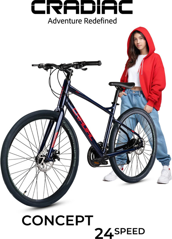 CRADIAC MACHINE LITE 21 SPEED|RIGID FORK|6061 ALLOY FRAME |DUAL DISC BRAKE|shimano gears 700C T (inch) Hybrid Cycle/City Bike(21 Gear, Red, Only Front Suspension)