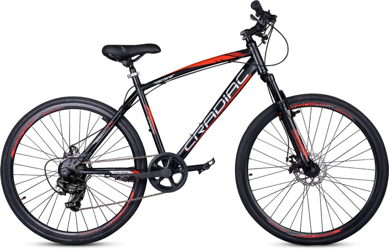 Crow SPEEDLINER 7 SPEED|geared| FRONT SUSPENSION|DUAL DISC|HYBRID|700C 700C T (inch) Hybrid Cycle/City Bike(7 Gear, Black, Only Front Suspension)