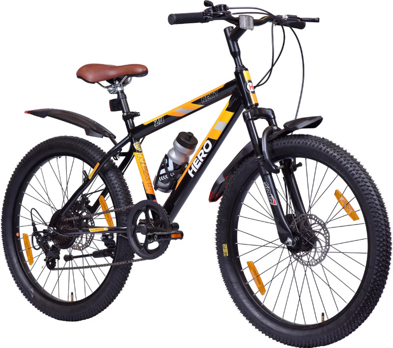 HERO EC NEXT 24T SPORTS 7S FSDD BKOR SKD ALF 24 T (inch) Mountain Cycle(7 Gear, Black, Orange, Only Front Suspension)