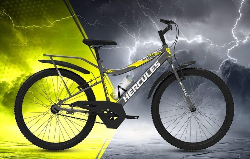 Bsa hercules Storm Cycle in 26T Wheel Size with Heavy Integrated Carrier 26 T (inch) Road Cycle(Single Speed, Grey, Yellow, Rigid)
