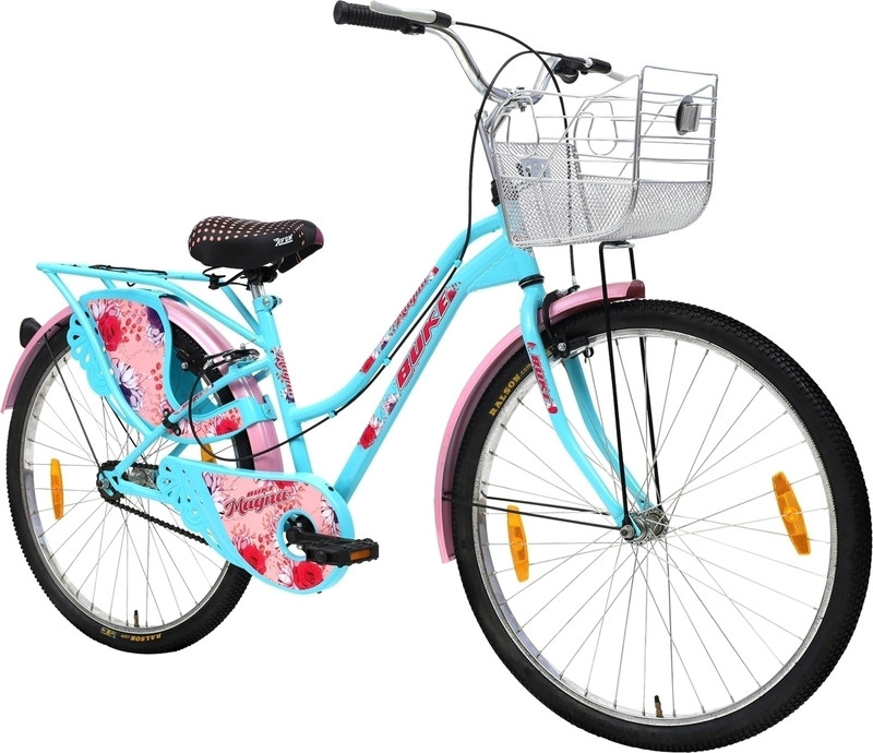 AVON MAGNA 26T Cyclefor Girls & Women with Carrier and Front Basket & Side Dash Guard 26 T (inch) Road Cycle(Single Speed, Blue, Rigid)