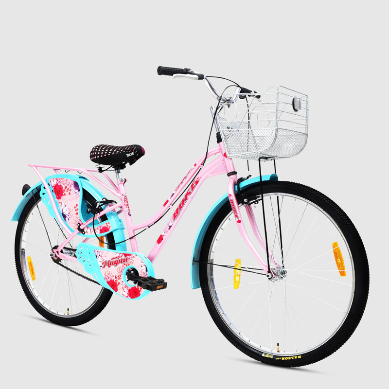 AVON MAGNA 26T Cyclefor Girls & Women with Carrier and Front Basket & Side Dash Guard 26 T (inch) Road Cycle(Single Speed, Blue, Rigid)