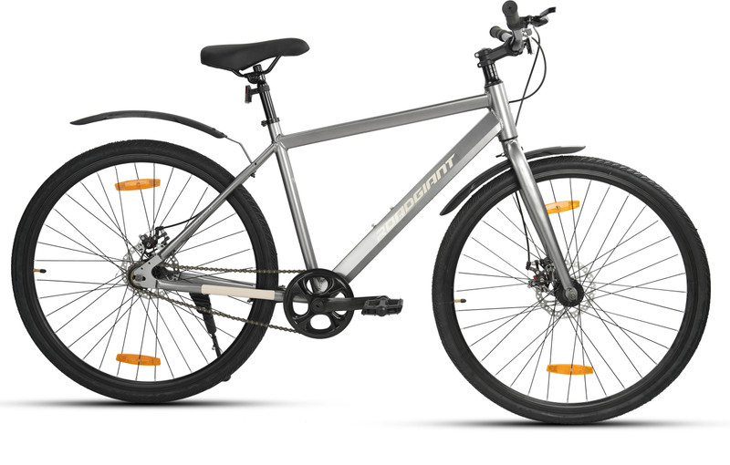 RoadGiant BRO-CODE||700C||DualDiscBrake||Hy-brid||SteelBicycle||LightWeight 700C T (inch) Hybrid Cycle/City Bike(Single Speed, Grey, Front Rigid & Rear Suspension)