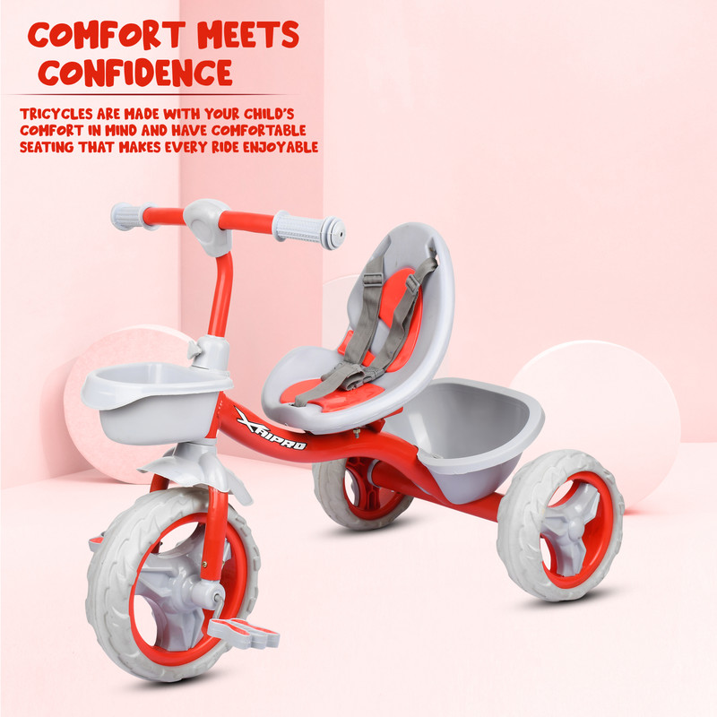 Xaipro XR-100 RED KIDS TRICYCLE 10 T (inch) Road Cycle(Single Speed, Red, Grey, Rigid)