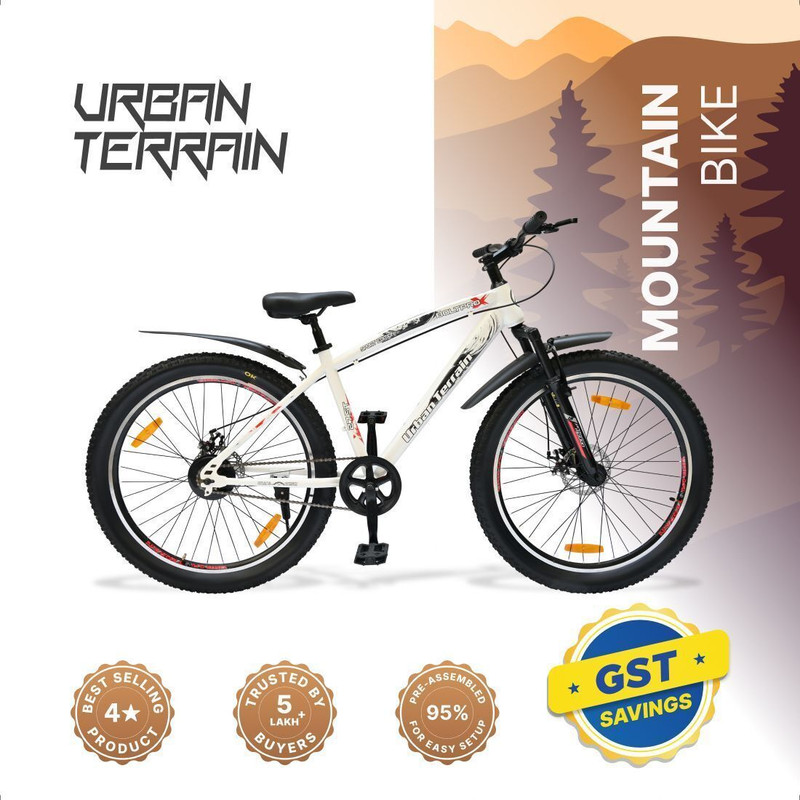 Urban Terrain Bolt Cycles 27.5T for Men Comes with Disc Brake,Bell & Lock MTB UT5001S27.5ACC 27.5 T (inch) Road Cycle(Single Speed, Black, Only Front Suspension)