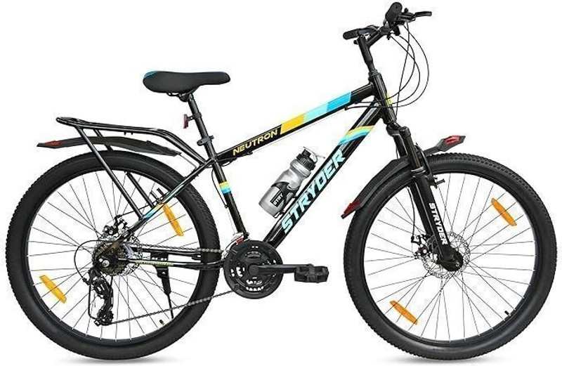 tata stryder Neutron 26 t cycle with 21 speed shi-mano gears with integrated carrier 26 T (inch) Mountain Cycle(21 Gear, Black, Only Front Suspension)