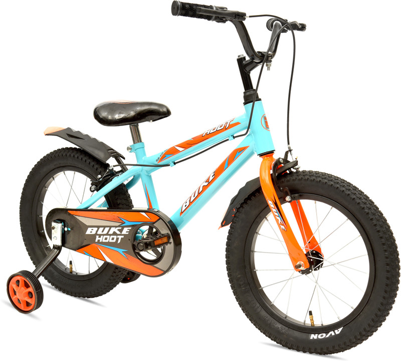 AVON HOOT 16T Kids Cycle for Boys with Training Wheel 85% Pre Fitted Stylish Design 16 T (inch) BMX Cycle(Single Speed, Blue, Rigid)