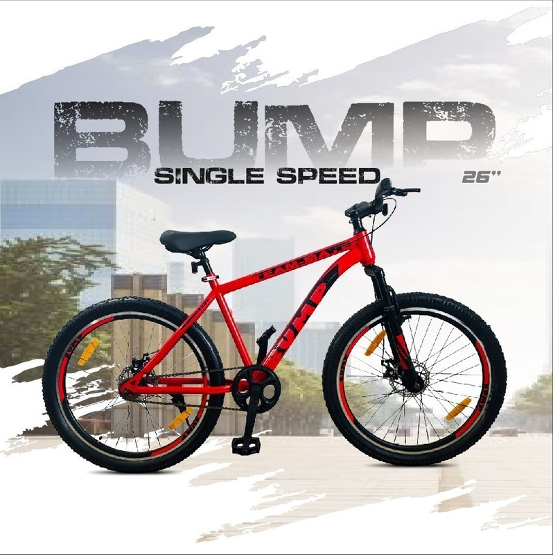 CAYA Bump Team-Mate 26" Matte Finish Dual Disc, Double Wall Alloy Rims, Front Shocker 26 T (inch) BMX Cycle(Single Speed, White, Rigid)
