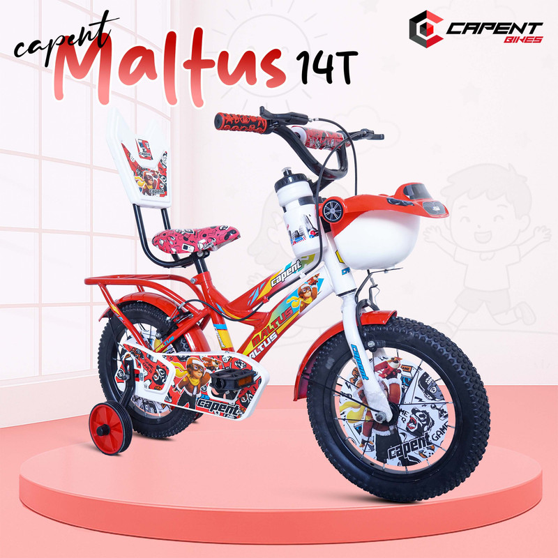 CAPENT Maltus Pink 14T Cycle for kids Boys/Girls 3 to 5 years 14 T (inch) Road Cycle(Single Speed, Pink, Rigid)
