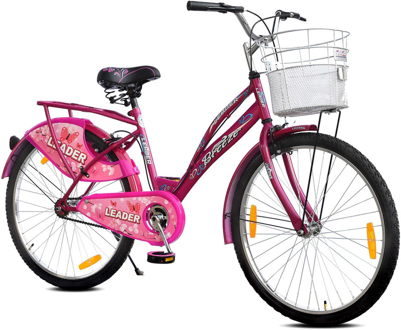 LEADER Breeze with Basket and Integrated Carrier 26 T (inch) Girls Cycle/Womens Cycle(Single Speed, Blue, Rigid)
