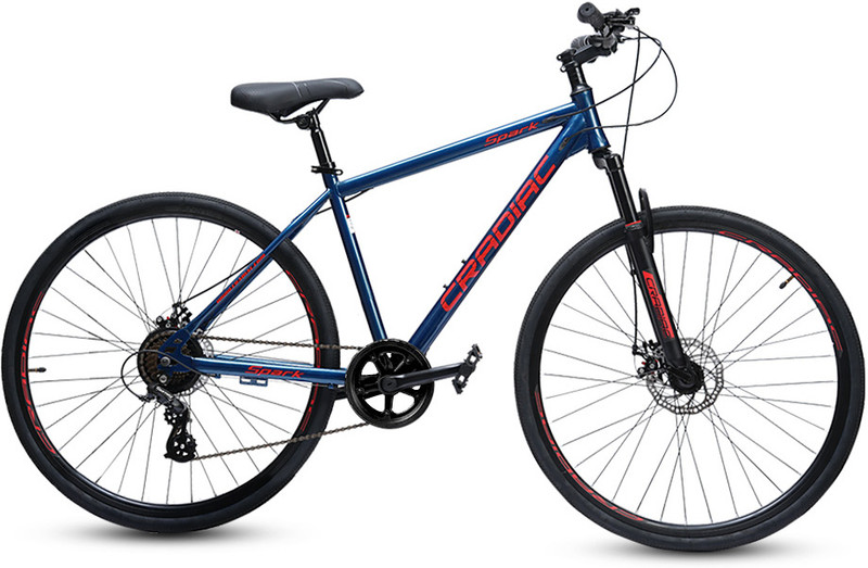 CRADIAC SPARK 7 SPEED|FRONT SUSPENSION FORK| JAK DUAL DISC BRAKE|shimano 700C T (inch) Hybrid Cycle/City Bike(7 Gear, Blue, Only Front Suspension)