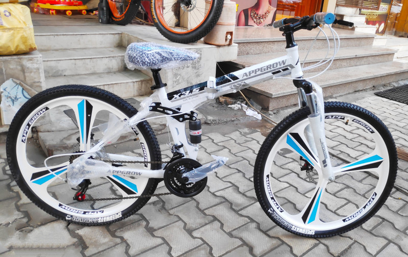 Appgrow folding bicycle slim tyre 26 T (inch) Folding Bikes/Folding Cycle(21 Gear, White, Blue, Black, Dual Suspension)