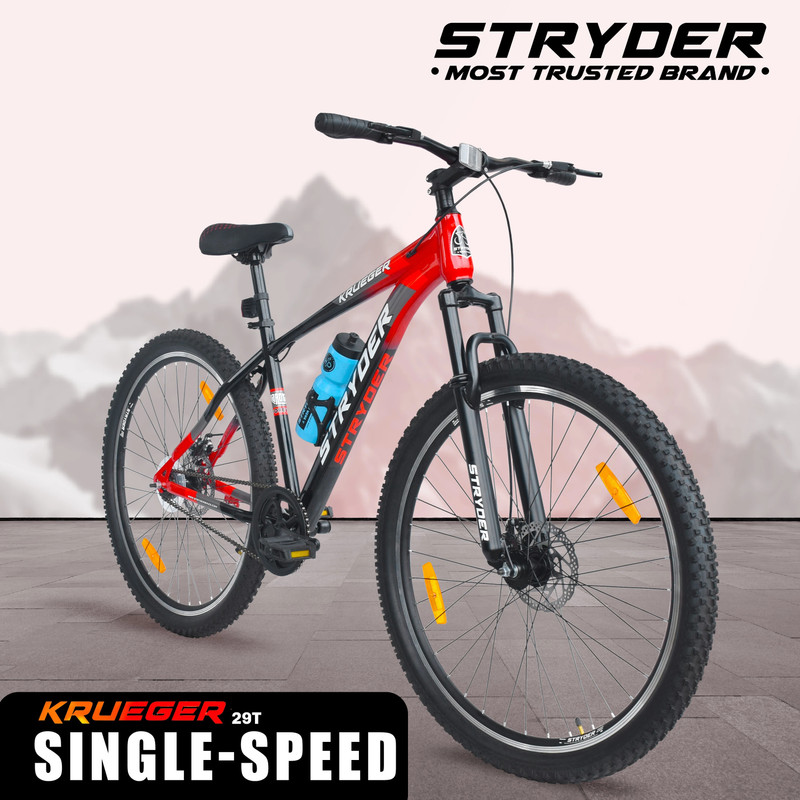 STRYDER Orbiter 27.5" Single Speed Bicycle with Front Suspension - 27.5 T (inch) Mountain Cycle(Single Speed, Yellow, Only Front Suspension)