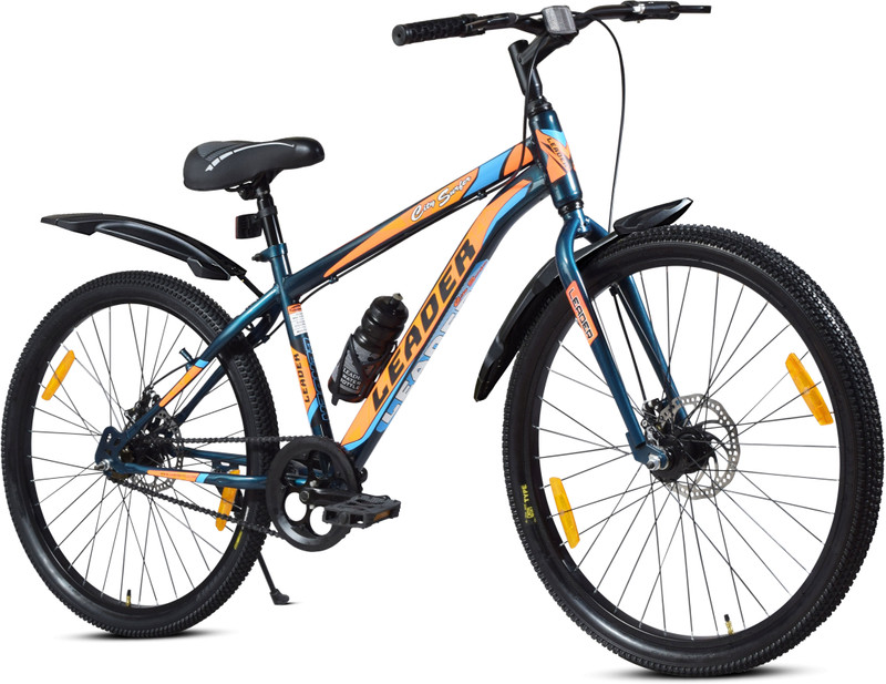 LEADER City Surfer 26T Bicycle for Men | Rigid Fork, Dual Disc Brake with Mega Hub, 26 T (inch) Mountain Cycle(Single Speed, Black, Rigid)