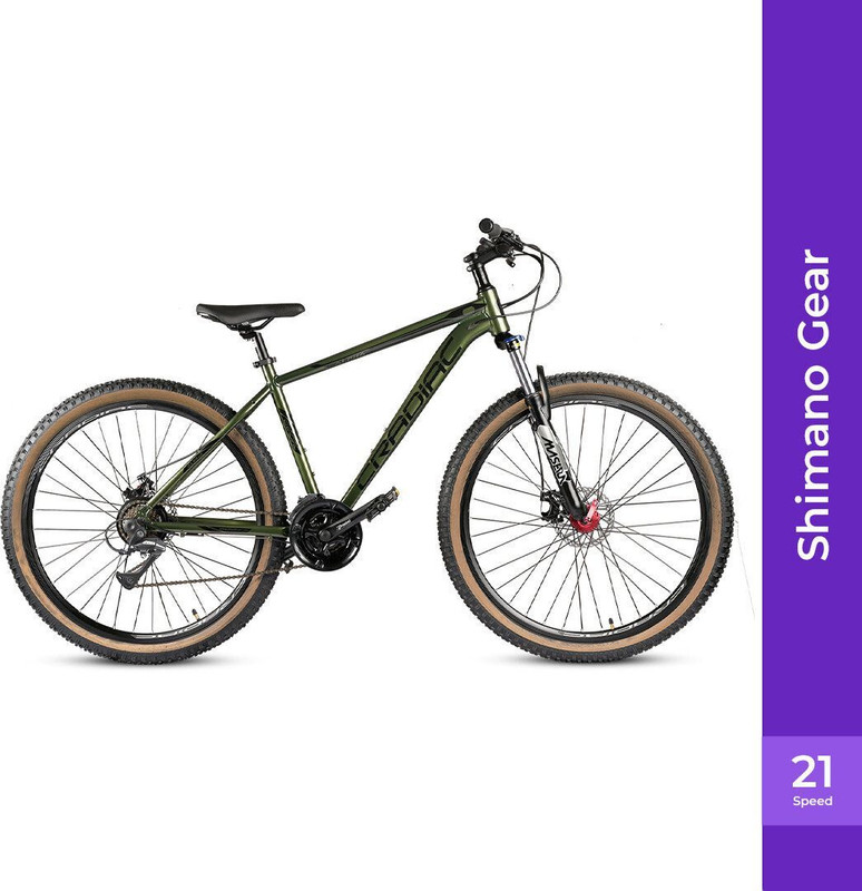 CRADIAC ALPHA LITE 21 SPEED|6061 ALLOY FRAME |DUAL DISC|LOCKOUT SUSPENSION|shimano gears 29 T (inch) Mountain Cycle(21 Gear, Green, Only Front Suspension)