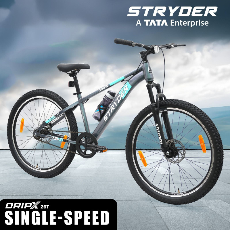 STRYDER 26" DRIPX Single Speed Bicycle | Durable & Stylish Ride 26 T (inch) Mountain Cycle(Single Speed, Grey, Rigid)