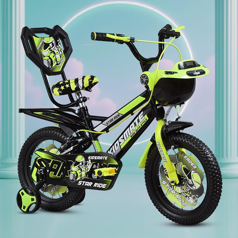 Kidsmate Star Ride 2.0 Kids Bicycle with Training Wheels | Cycle For Kids Aged 5-8 yrs 16 T (inch) Road Cycle(Single Speed, Green, Rigid)