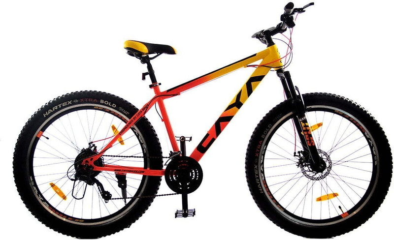CAYA Split 27.5" Yellow/Orange Double Alloy Rim, Dual Disk Brake & Front Suspensions 27.5 T (inch) Hybrid Cycle/City Bike(Single Speed, Multicolor, Only Front Suspension)
