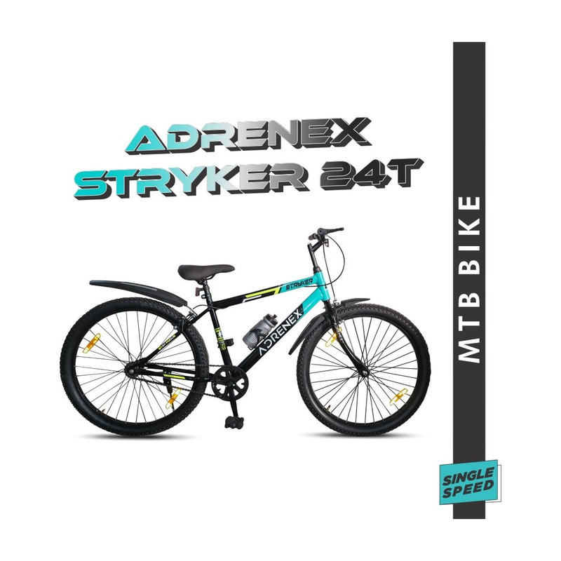 Adrenex Stryker 24T | 85% Pre-Assembled 24 T (inch) Mountain Cycle(Single Speed, Blue, Rigid)