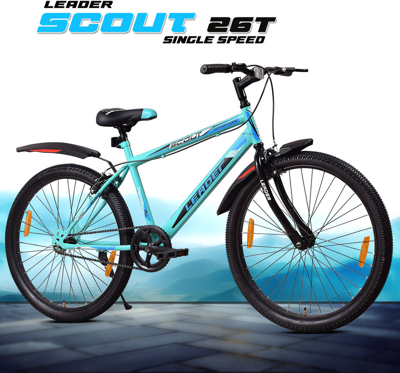 LEADER Scout 26T SEA Blue BLACK for Ride 26 T (inch) Mountain Cycle(Single Speed, Blue, Black, Rigid)