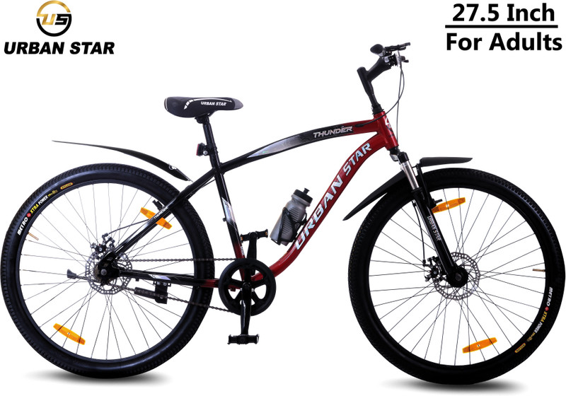 Urban Star THUNDER | 27.5T | DUAL DISC | METALLIC PAINT | 80% ASSEMBLED | FOR 15+YEARS | 27.5 T (inch) Hybrid Cycle/City Bike(Single Speed, Red, Black, Only Front Suspension)
