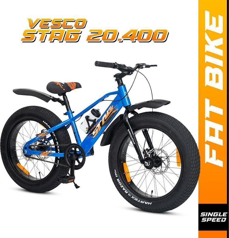VESCO STAG 20.400 Fat Bike D/D Brakes for 5 to 8 Years Kids 20 T (inch) Fat Tyre Cycle(Single Speed, Multicolor, Rigid)