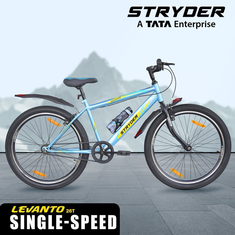 STRYDER Levanto 26” MTB Cycle - Durable & Stylish Ride with Disc Brake | 26 T (inch) Mountain Cycle(Single Speed, Blue, Rigid)