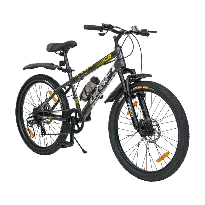 VESCO Drift 24T Kids 7 Gear Cycle for boys & girls age 9 to 13 24T MTB Cycle 24 T (inch) Mountain Cycle(7 Gear, Grey, Only Front Suspension)