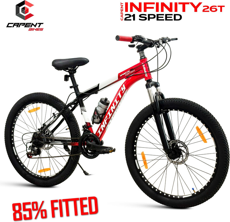 CAPENT INFINITY 21 Speed Geared Mountain/MTB Cycle with Alloy Rim for Boys/Men 26 T (inch) Mountain Cycle(21 Gear, Multicolor, Only Front Suspension)