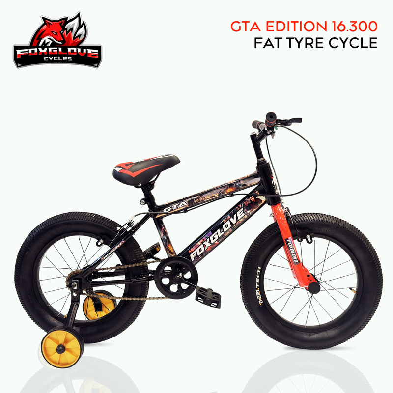 FOXGLOVE GTA edition 16 INCH IN RED & BLACK FOR AGE 4 TO 8 YRS 90% FITTED 16 T (inch) Fat Tyre Cycle(Single Speed, Multicolor, Rigid)
