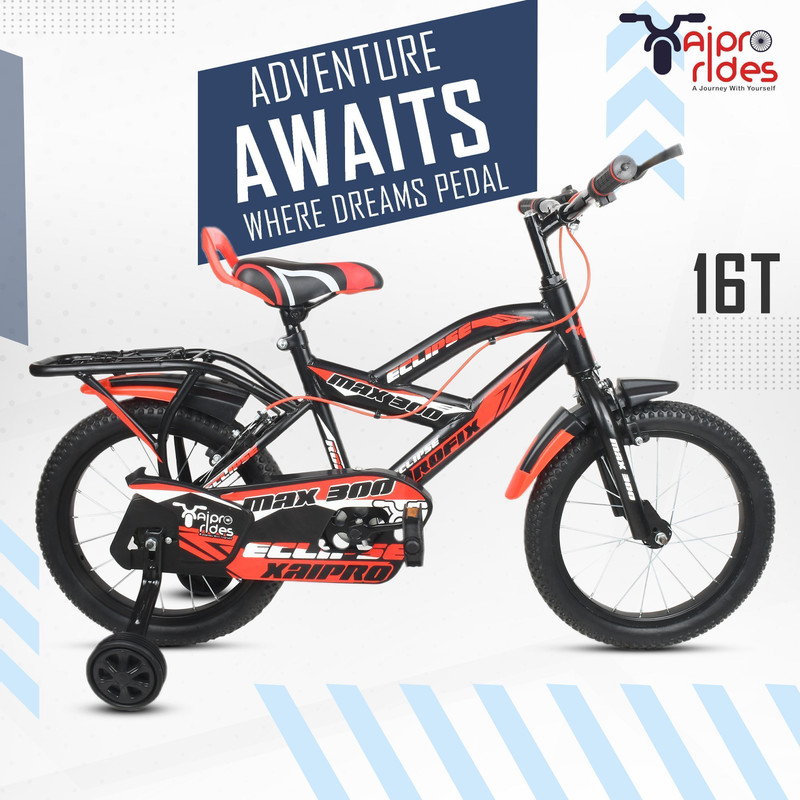 xaipro plus 16T Xaipro Max-300 Kids Ideal for 4 to 6 years kids Red Colour (90% ASSEMBLED) 16 T (inch) Mountain Cycle(Single Speed, Red, Black, Rigid)