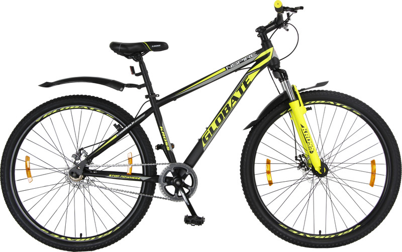 Kross Nspire-S 24T Single Speed Unisex Mountain Bike 34.3 Cm Frame - Matt Black Yellow 24 T (inch) Mountain Cycle(Single Speed, Yellow, Only Front Suspension)