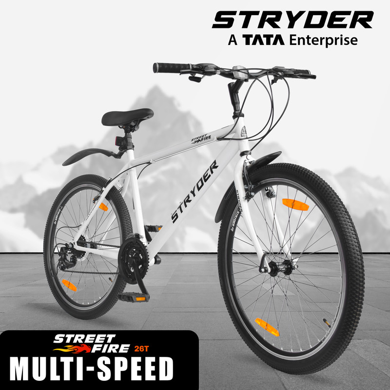 STRYDER 26" Street Fire 21 Speed Bicycle | Durable & Stylish Ride 26 T (inch) Mountain Cycle(21 Gear, White, Rigid)