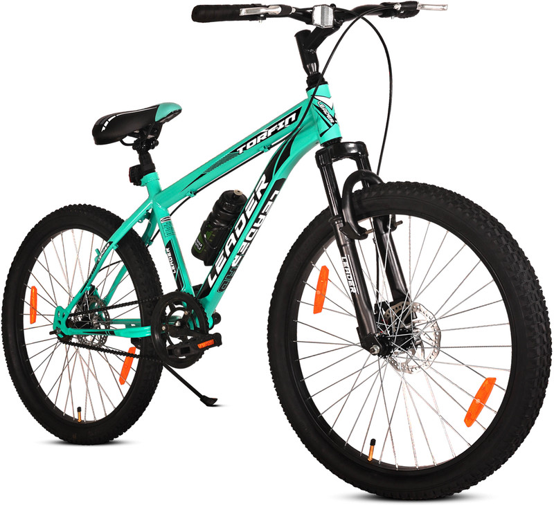 LEADER TORFIN 26T MTB Bicycle without Gear with FS DD Brake 26 T (inch) Mountain Cycle(Single Speed, Black, Green, Only Front Suspension)