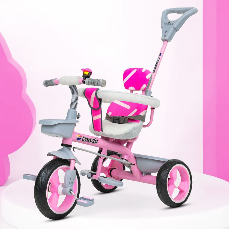 TONDU Tricycle with Parental Control, Cushion seat and Safety Guardrail & Canopy 12 T (inch) Road Cycle(Single Speed, Multicolor, Rigid)