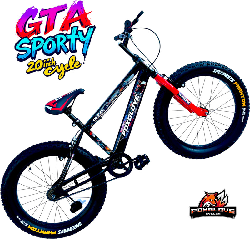 FOXGLOVE GTA edition 20 INCH FAT TYRE CYCLE IN RED & BLACK FOR AGE 5 TO 10 YRS 90% FITTED 20 T (inch) Fat Tyre Cycle(Single Speed, Black, Red, Rigid)
