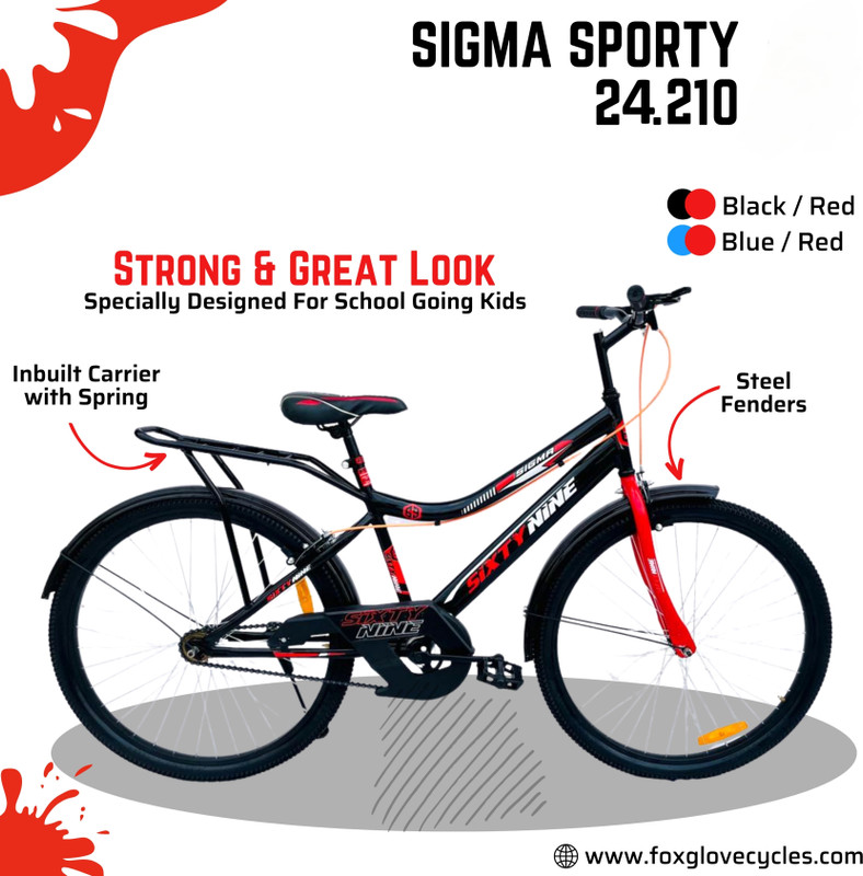 FOXGLOVE SIXTY NINE 24 INCH GLOSSY BLACK FRAME TYRE TUBE FOR 8 PLUS AGE 90 % FITTED 24 T (inch) Road Cycle(Single Speed, Black, Red, Rigid)