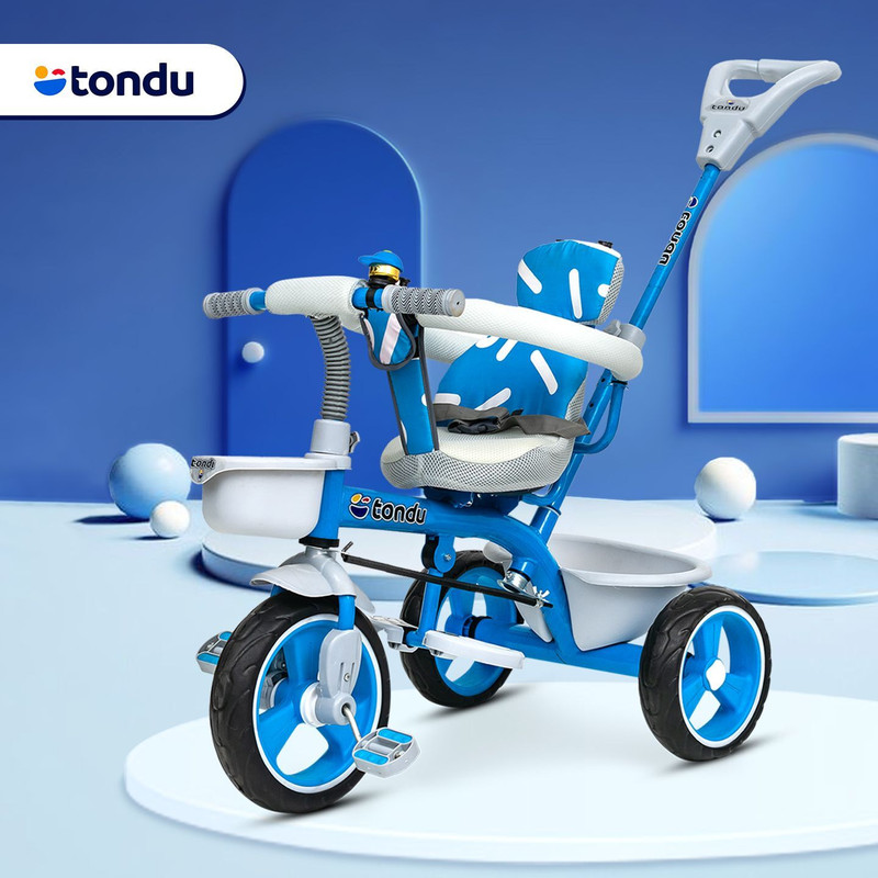 TONDU Kids tricycle with canopy & parental control | Baby cycle with safety guard 12 T (inch) Road Cycle(Single Speed, Pink, Rigid)