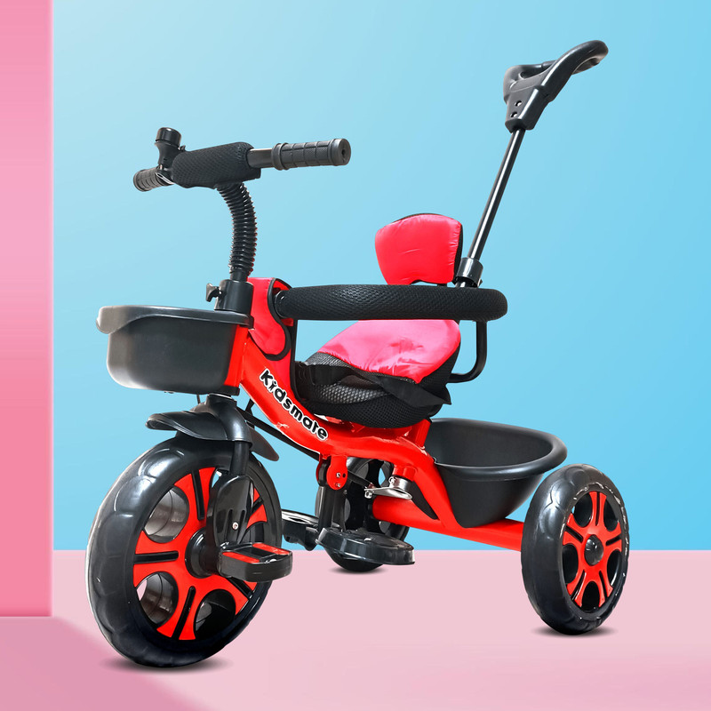 Kidsmate Thunder 2.0 Plug N Play Kids Tricycle: Equipped with Safety Guard Rail, 10 T (inch) Road Cycle(Single Speed, Red, Rigid)