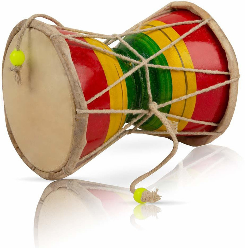 DECORICA ENTERPRISES Dumroo Damroo Damaru Hand Drum Set Percussion Decorative Collectible(Multicolor)