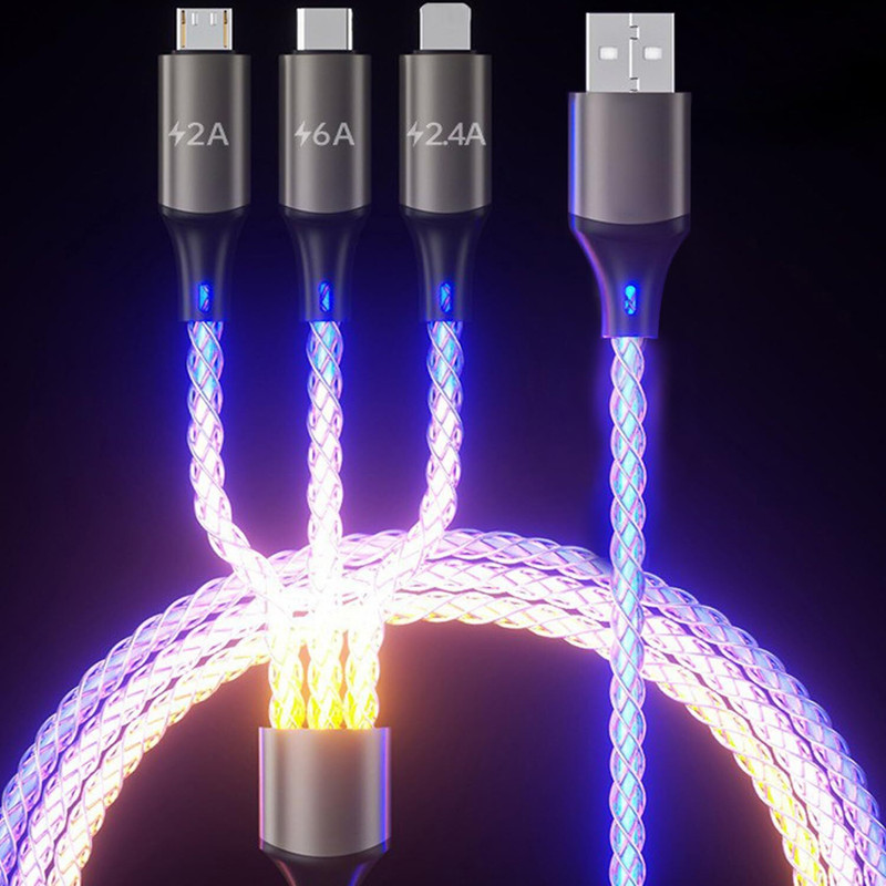 AASHVATH 3-in-1 Cable 3 A 1.25 m copper fast lighting data cable(Compatible with micro usb charger cable, iphone data cable, android phone charger cable, Multicolor, One Cable)