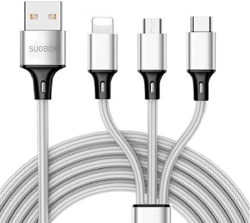 smooth life 3-in-1 Cable 0.3 m Fast Charging Cable for Mobile Phones With Multipurpose Cable & Premium Material(Compatible with Smart Phone, IOS, Android, Black)