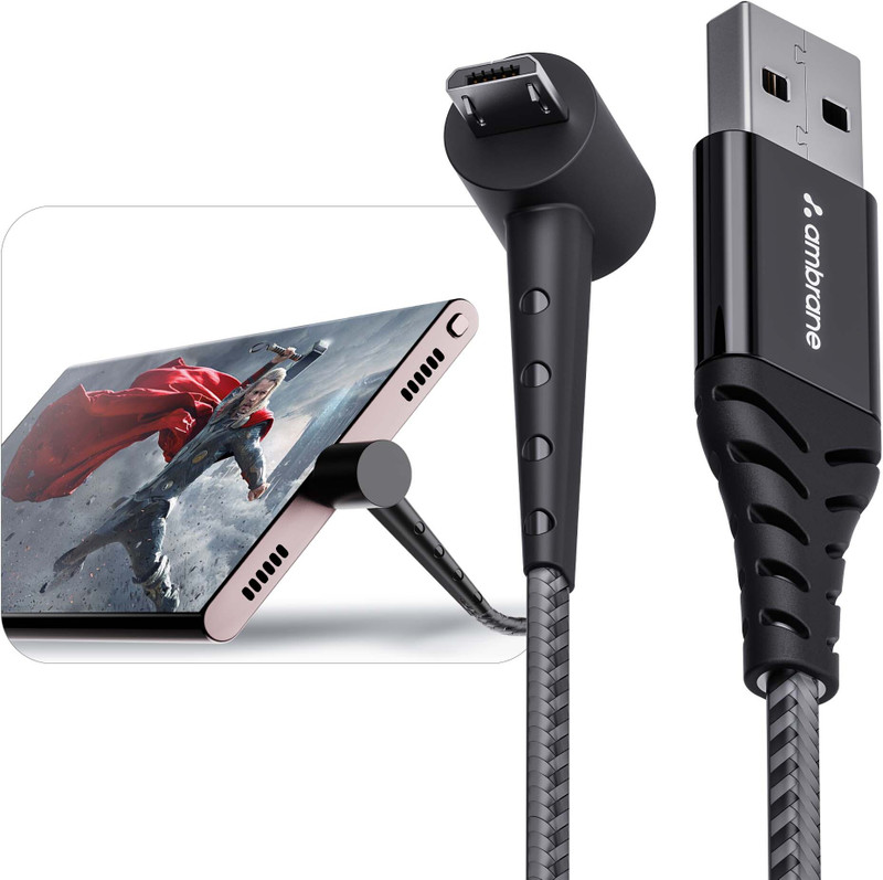 Ambrane Micro USB Cable 3 A 1.5 m ABSM-15(Compatible with Mobile, Black, One Cable)