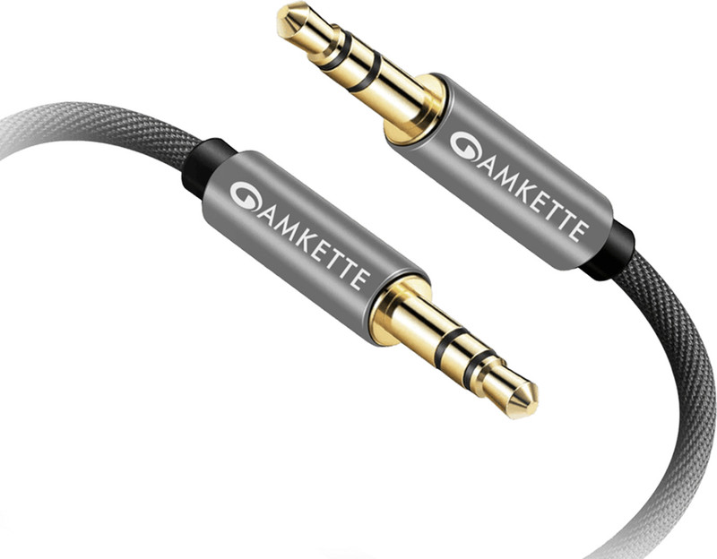 AMKETTE AUX Cable 1.5 m 616GR(Compatible with Mobile, Laptop, Tablet, Mp3, Gaming Device, Grey, One Cable)