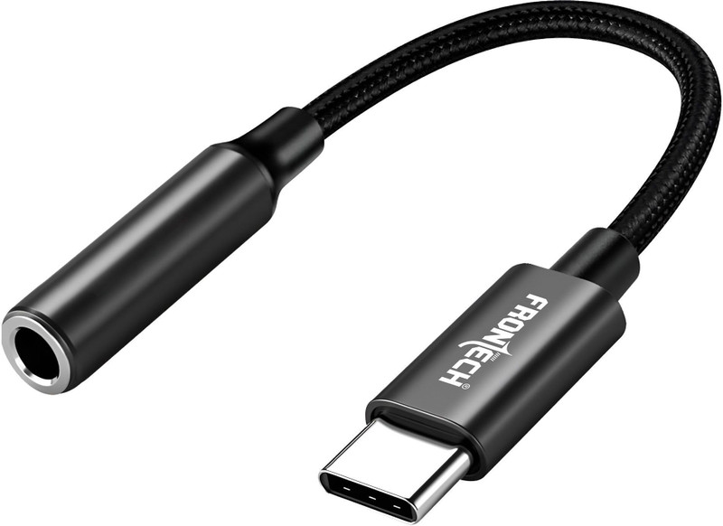 Frontech AUX Cable 0.07 m - NC-0039(Compatible with Smart Phones, mobile, PC, Black, One Cable)